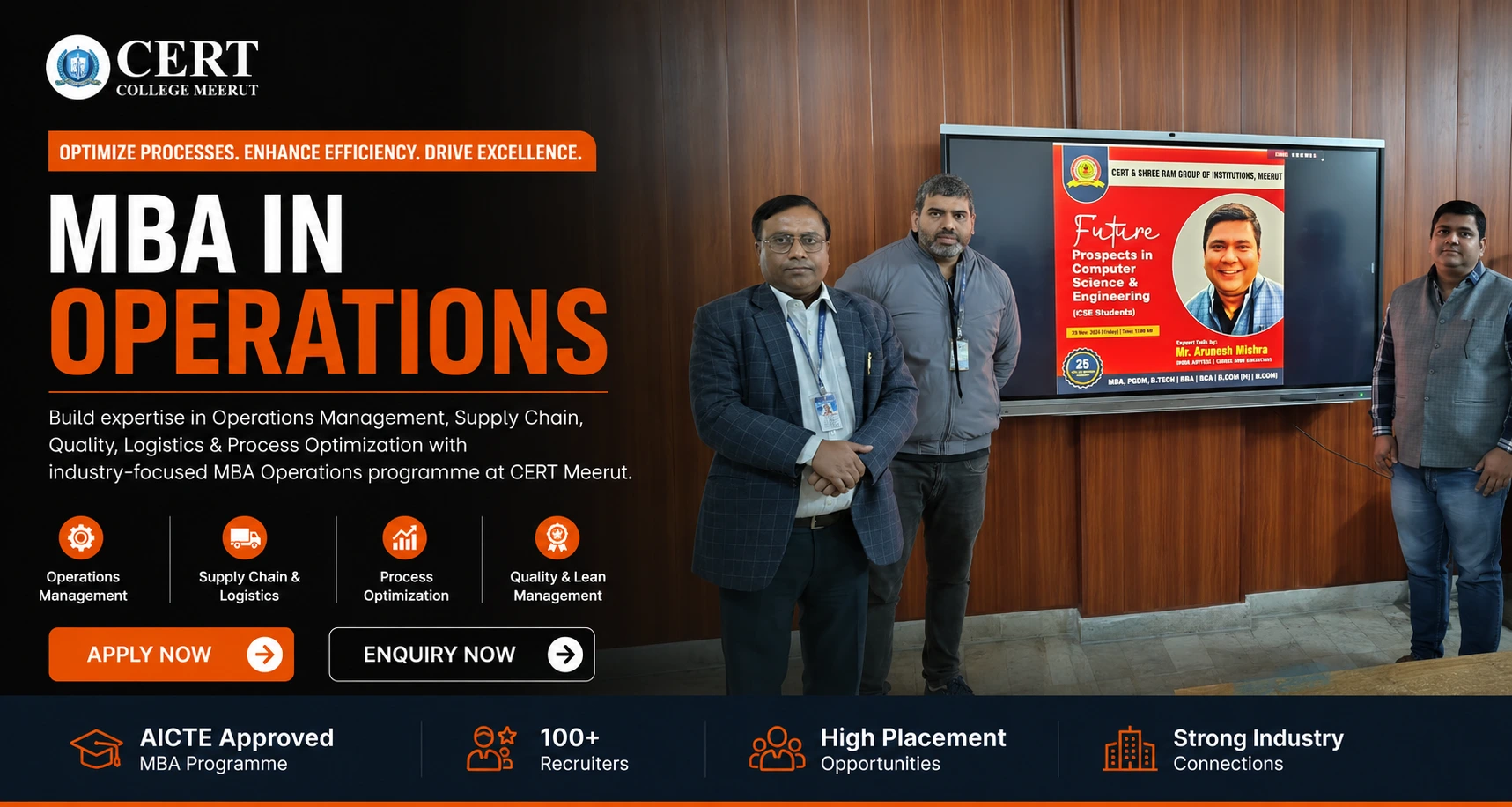 MBA Operations Management students learning logistics and supply chain management at CERT College Meerut